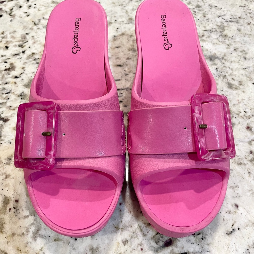 BareTraps Vibrant Pink Slide Sandals